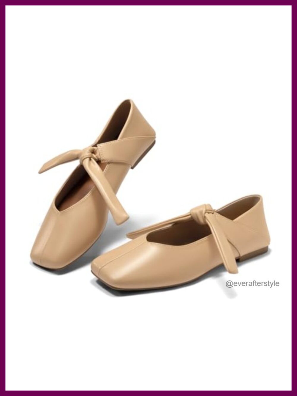 Faux Leather Mary Jane Flats Square Toe Bow Ballet Slip On Shoes